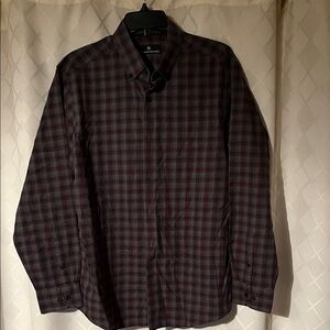 Hart Schaffner Marx Burgundy and Gray Checkered Shirt